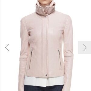 Vince Jacket Funnel-Neck Lamb Leather in Dusty Pink